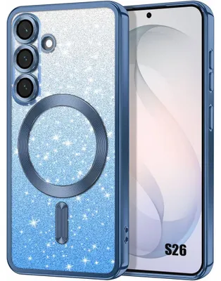 Image de Coque pour Samsung Galaxy S26, Protection Paillette Anti-Rayures avec Cercle Magnétique - Bleu