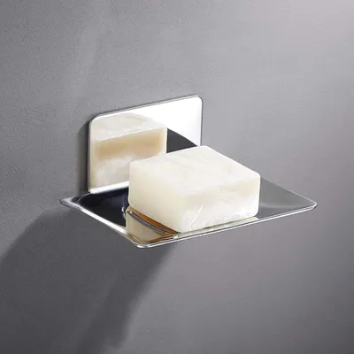 Produktbild von Selbstklebende Seifenhalter Edelstahl Seifenkorb WC Seifenablage Wand Montage ohne Bohren für Badezimmer Küche Schwämme Bürsten Seife Chrom