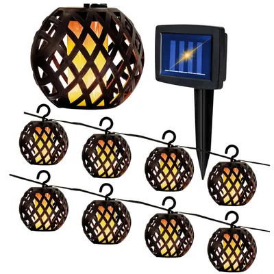 Produktbild von Solar Garten Lichtergirlande Flammen-Effekt 10 LED warmweiß 5 m IP44 mit Dämmerungssensor für Terrasse Balkon