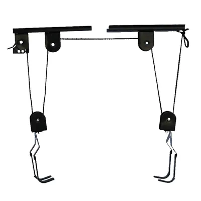 Image de Bike Hoist lève-vélo lève-pneu pour garage montage au plafond Pulley System Bike Storage, jeu de cintres pour vélo stockage garage