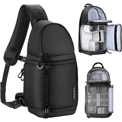 Produktbild von Kamera-Umhängetasche wasserdicht Foto-Rucksack mit Regenschutz Schwarz 20x13x40cm