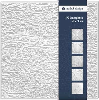 Produktbild von Deckenplatten aus Styropor EPS - Deckenpaneele leicht & robust im modernen Design - (2QM Sparpaket TERRA 50x50cm) Verkleidung Deckenplatten Decke weiß