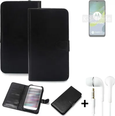 Produktbild von K-S-Trade Wallet Case Handyhülle kompatibel mit Motorola Moto E13 Schutzhülle Flip cover Flipstyle Tasche Hülle Flipcover Slim Bumper schwarz + in