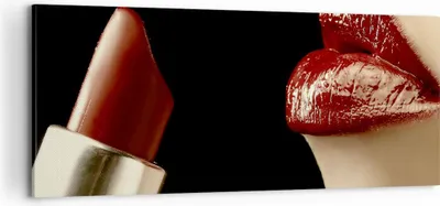 Produktbild von Bild auf Leinwand - Leinwandbild - Frau rote Lippen Lippenstift Gesicht - 100x40cm - Wand Bild - Wanddeko - Leinwanddruck - Bilder - Kunstdruck - Leinwand bilder - Wandkunst - AB100x40-0414