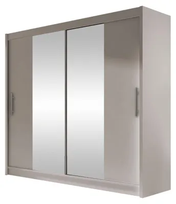 Produktbild von MIRJAN24 Schwebetürenschrank London II, Garderobe mit zwei Türen, Frontspiegel, Kleiderschrank (Farbe: Cashmere / Spiegel, ohne Beleuchtung)