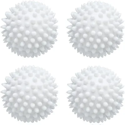 Produktbild von PolkaHome® 4er Set Trocknerbälle, Waschbälle für die Waschmaschine, Bälle für flauschigere Wäsche, Wiederverwendbare Trocknerbälle