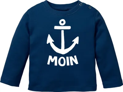 Produktbild von Baby Langarmshirt lustig Moin Anker Grafik Print Maritim Nordisch Jungen Mädchen Shirt Moonworks®