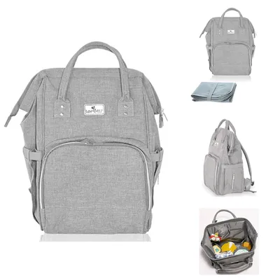 Produktbild von Lorelli Kinderwagentasche Tina Rucksack Wickelunterlage Innenfach Reiverschluss grau