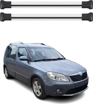 Productafbeelding van Draagbalken voor het dak, geschikt voor Skoda Roomster (2007-2010), aluminium, grijs