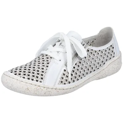 Produktbild von Rieker Damen Sneaker Halbschuh Lochmuster Cutouts Schalensohle 54516, Größe:41 EU, Farbe:Weiß