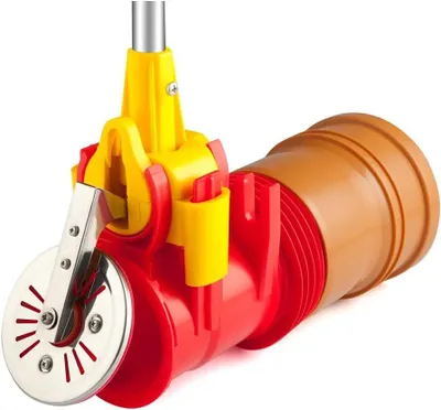 A close-up studio shot of a plumbing backwater valve.
