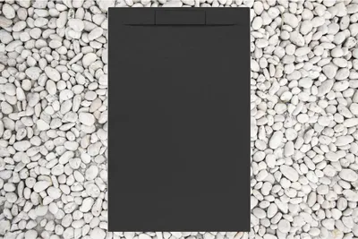 Zdjęcie produktu dla Brodzik prysznicowy 120X85 cm czarny Vulcano Line PLUS z żywicy i proszku marmurowego z relingiem bocznym MARMORESINA - FRASCIO