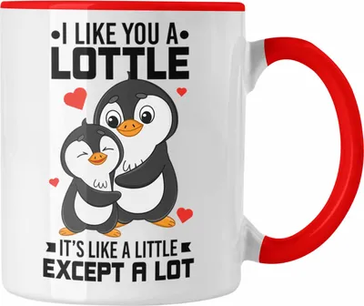 Produktbild von Trendation - I Like You A Lottl Pinguine Tasse Geschenk Freundin Freund Paare Valentinstag Lustige Geschenkidee (Rot)