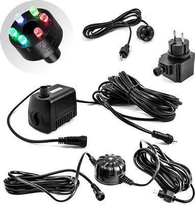 Produktbild von CLGarden Set Springbrunnenpumpe SP1-L mit Licht multicolor LED Dämmerungsschalter automatisch 12 Volt aussen Gartenbrunnen