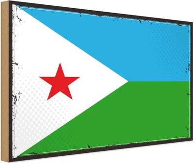 Produktbild von vianmo Holzschild 30x40 cm Dschibutis Retro Djibouti Flagge Fahne Wappen