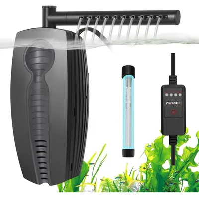 Productafbeelding van Aquarium binnenfilter, 600 liter per uur, 8 watt, met UV-lamp en timer, geschikt voor aquaria van 30-180 liter
