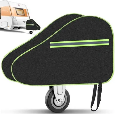 Zdjęcie produktu dla Osłona na dyszel przyczepy kempingowej Unyqoos® o wymiarach 95x61x35 cm – 4-warstwowa, wodoodporna, odporna na rozdarcia, z elementami odblaskowymi i fluorescencyjnym obramowaniem oraz regulowanym paskiem