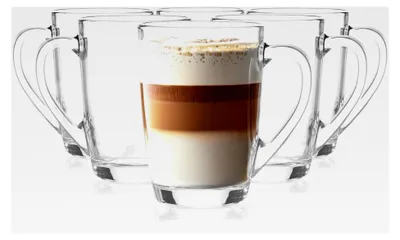 Produktbild von Set von 6 Kaffeegläsern und Teegläsern mit Henkel, 300 ml