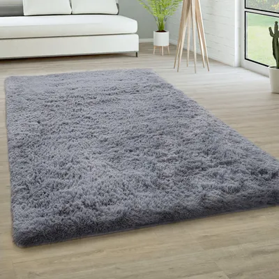 Image de Tapis à poils longs Salon Tapis en fourrure synthétique Shaggy Moelleux Unicolore Dimension 120x160 cm