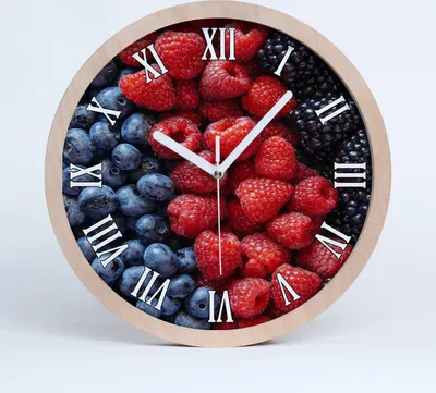 Produktbild von Holzuhr 30fi cm wanduhr - weiße Spitzen - Waldfrüchte