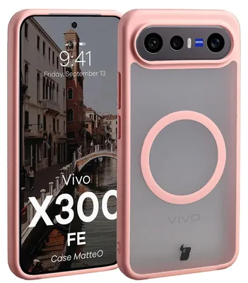 Produktbild von Handyhülle mit Magnetring für Vivo X300 FE, Bizon Case MatteO, Getönt-Hellrosa