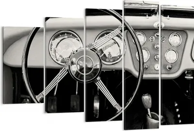 Produktbild von Bild auf Leinwand - Leinwandbild - 5 Teile - Lenkrad Auto Vintage - 150x100cm - Wand Bild - Wanddeko - Wandbilder - Leinwanddruck - Bilder - Wanddekoration - Leinwand bilder - EG150x100-4853