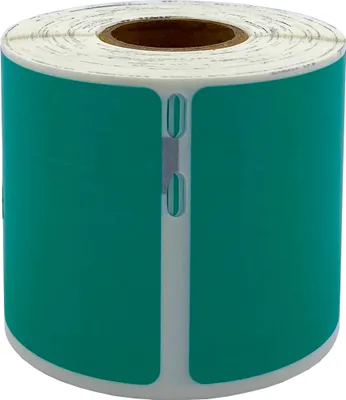 Produktbild von DULA Etiketten - Kompatibel mit Dymo Compatible labels - Groen - 99014 - S0722430 - Verzend- en naambadge etiketten - 1 rol - 101 x 54 mm - 220 labels per rol