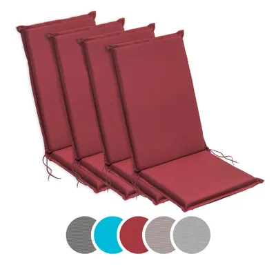 Produktbild von sleepling – 4er Set Hochlehner Auflage, Gartenstuhlauflage, 120 x 50 cm, 6 cm dick, rot