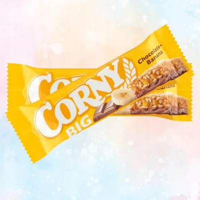 Zdjęcie produktu dla Corny Big baton zbożowy z mleczną czekoladą i bananami 50g