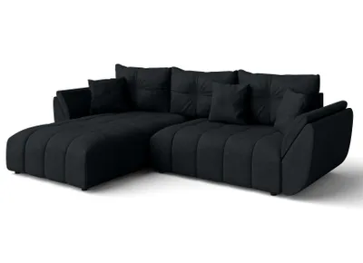 Image de AX LIVING Canapé d'angle noir Verciani avec fonction sommeil 280 cm