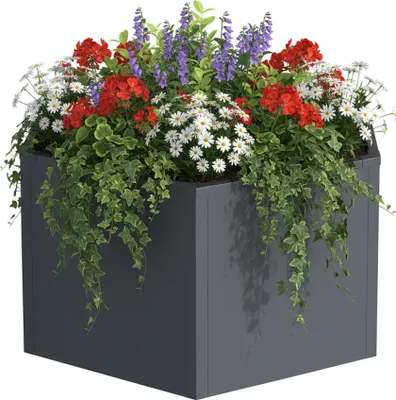 Zdjęcie produktu dla Podwyższona grządka Relaxdays, stal malowana proszkowo, do kwiatów, roślin i warzyw, wys. x szer. x gł.: 52 x 100 x 87 cm, grządka, kolor szary