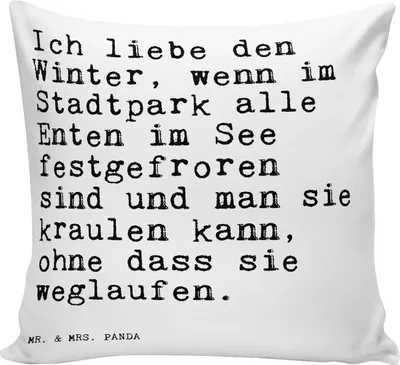 Produktbild von Mr. & Mrs. Panda kuschelkissen 40x40 Ich liebe den Winter,... - Weiß - Geschenk, Schnee, Deko Kissen, Polster, Enten, Sprüche, Sofa, Winterwetter, Spruch, Polsterkissen