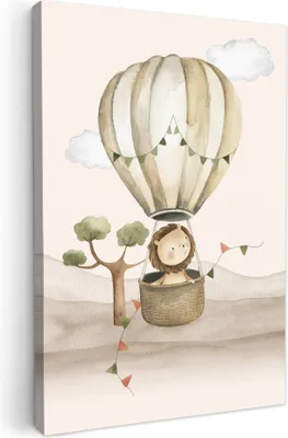 Produktbild von Wanddeko 20x30 cm - Kinder Bohemian - Löwe - Heißluftballon, Wandbilder, Wanddeko Wohnzimmer, Bild
