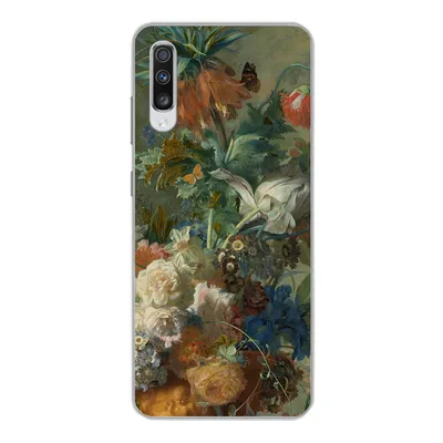 Produktbild von MuchoWow® Handyhülle Schutzhülle Hülle für Samsung Galaxy A70 Stilleben mit Blumen - Gemälde von Jan van Huysum Silikon Softcase Handy Hülle - Schutzhaube