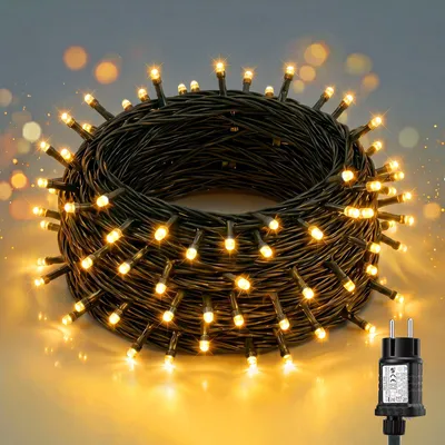 Productafbeelding van Salcar 10 meter, 100 LED-lichtketting, warmwit, voor kerstverlichting binnen. 8 lichtmodi en geheugenfunctie. Kerstverlichting, LED-decoratie