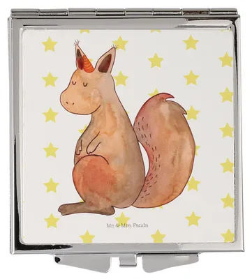 Produktbild von Mr. & Mrs. Panda Schminkspiegel Einhorn Glauben - Weiß - Geschenk, Einhörnchen, Handspiegel, Eichhörnchen, Eichhorn, Einhörner, Reisespiegel, Reise Spiegel, Unicorn