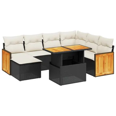 Produktbild von vidaXL 8-tlg. Garten-Sofagarnitur mit Kissen Schwarz Poly Rattan