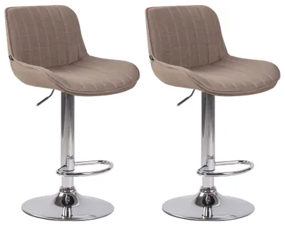 Produktbild von CLP 2er Set Barhocker Lentini Stoff 360° Drehbar Höhenverstellbar taupe Gestell Farbe chrom