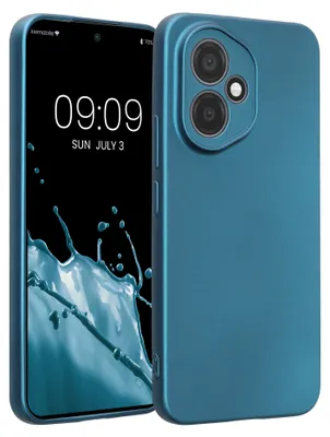 Produktbild von kwmobile Handyhülle kompatibel mit HONOR 400 Hülle - weiche Silikon Case metallisch schimmernd in Metallic Karibikblau