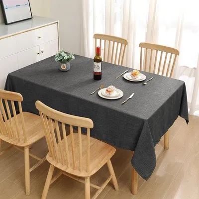 Produktbild von Ibenzoa® Hochwertige Polyester-Tischdecke mit Lotuseffekt, rechteckig 140 x 220 cm, dunkelgrau, wasserabweisend