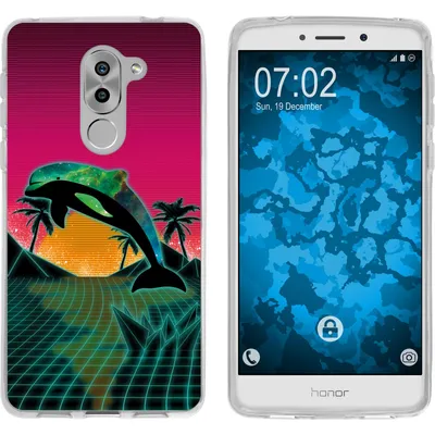 Produktbild von PhoneNatic Case kompatibel mit Huawei Honor 6x Silikon-Hülle Retro Wave Delphin M1