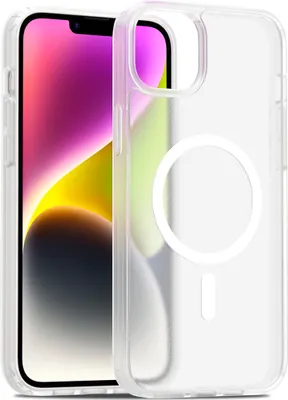 Produktbild von Magnetisch Hülle für iPhone 13 / iPhone 14, Kompatibel mit MagSafe, Transluzente Matt Rückseite Stoßfeste Handyhülle Transparent