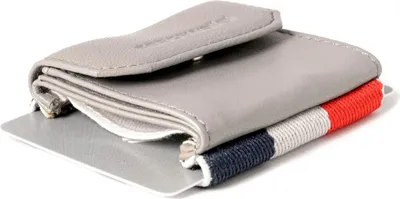 Produktbild von Space Products ® Space Wallet I Mini Geldbörse I kleines Echtleder Wallet / ideal für Reisen I Portemonnaie mit Münzfach I 15 Karten + Geldscheine + Münzen I Farbe: grau-gestreift I Modell: Push Casanova Grey