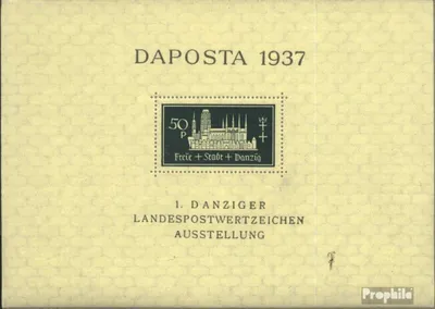 Produktbild von Briefmarken Danzig 1937 Mi Block1b (kompl.Ausg.) mit Falz DAPOSTA