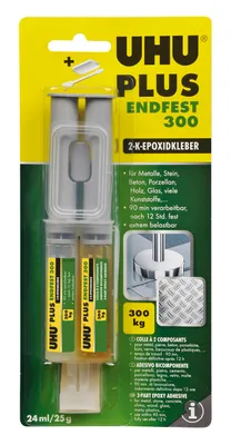 Produktbild von UHU PLUS ENDFEST Zwei-Komponentenkleber 45585 25 g, Paste, 24 ml, -30 °C, Sichtverpackung, 1 Stück(e)