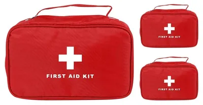 Immagine prodotto di Custodia per pronto soccorso in nylon, rossa, 22x13x6 cm. Set di 3 custodie vuote
