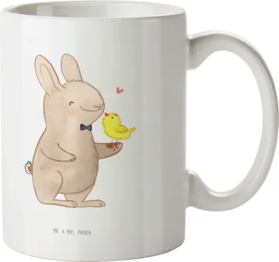 Produktbild von Mr. & Mrs. Panda Kaffeebecher Hase Küken - Weiß - Geschenk, Becher, Kaffeetasse, Tasse, Teetasse, Ostern, Teebecher