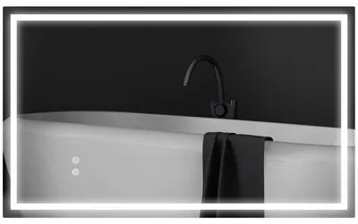 Zdjęcie produktu dla Oświetlenie przednie i tylne, lustro łazienkowe LED, 168 diod, możliwość regulacji jasności, funkcja antyfogowa, szkło bez zawartości miedzi, kolor srebrny | IP44 | 3 barwy światła | 100x60 cm