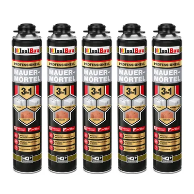 Produktbild von Isolbau Mauermörtel Pistolenschaum Montageschaum Klebeschaum 3in1 PolyurethanMörtel 5 x 750ml