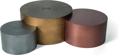 Produktbild von Luxus Couchtisch Set 3x Rundtische Moderne Wohnzimmer Beistelltische
